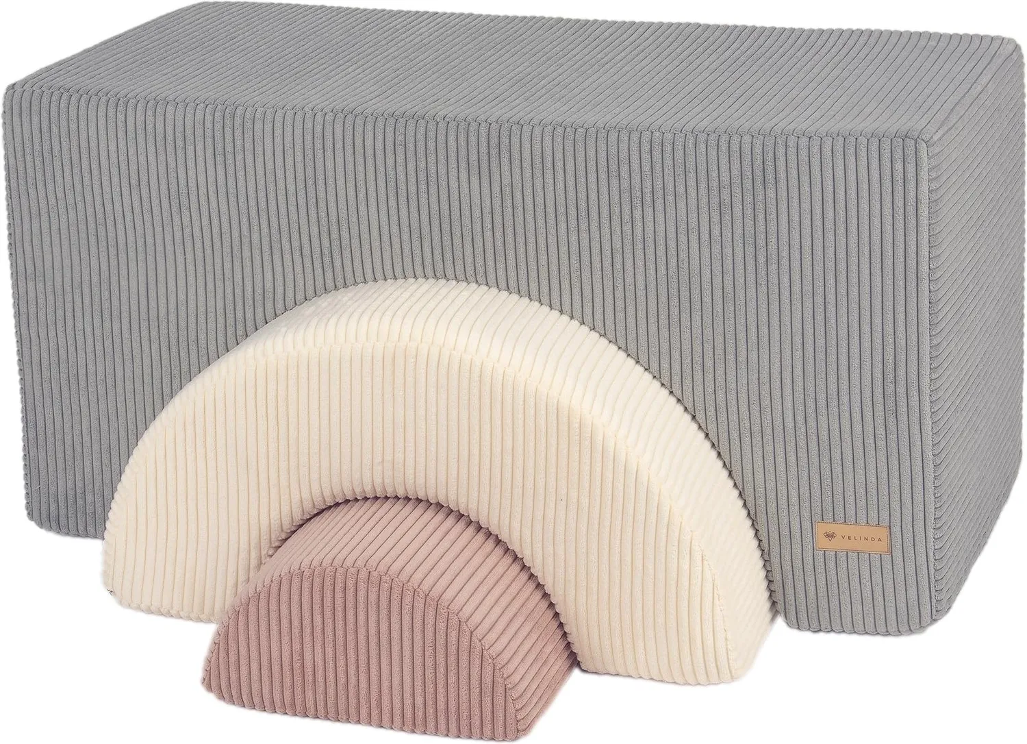 Velinda Arc en Ciel blocs mousse enfant lot 3 gris crème rose