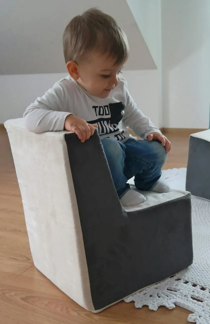 Velinda Fauteuil Pouf Enfant Bleu Ergonomique