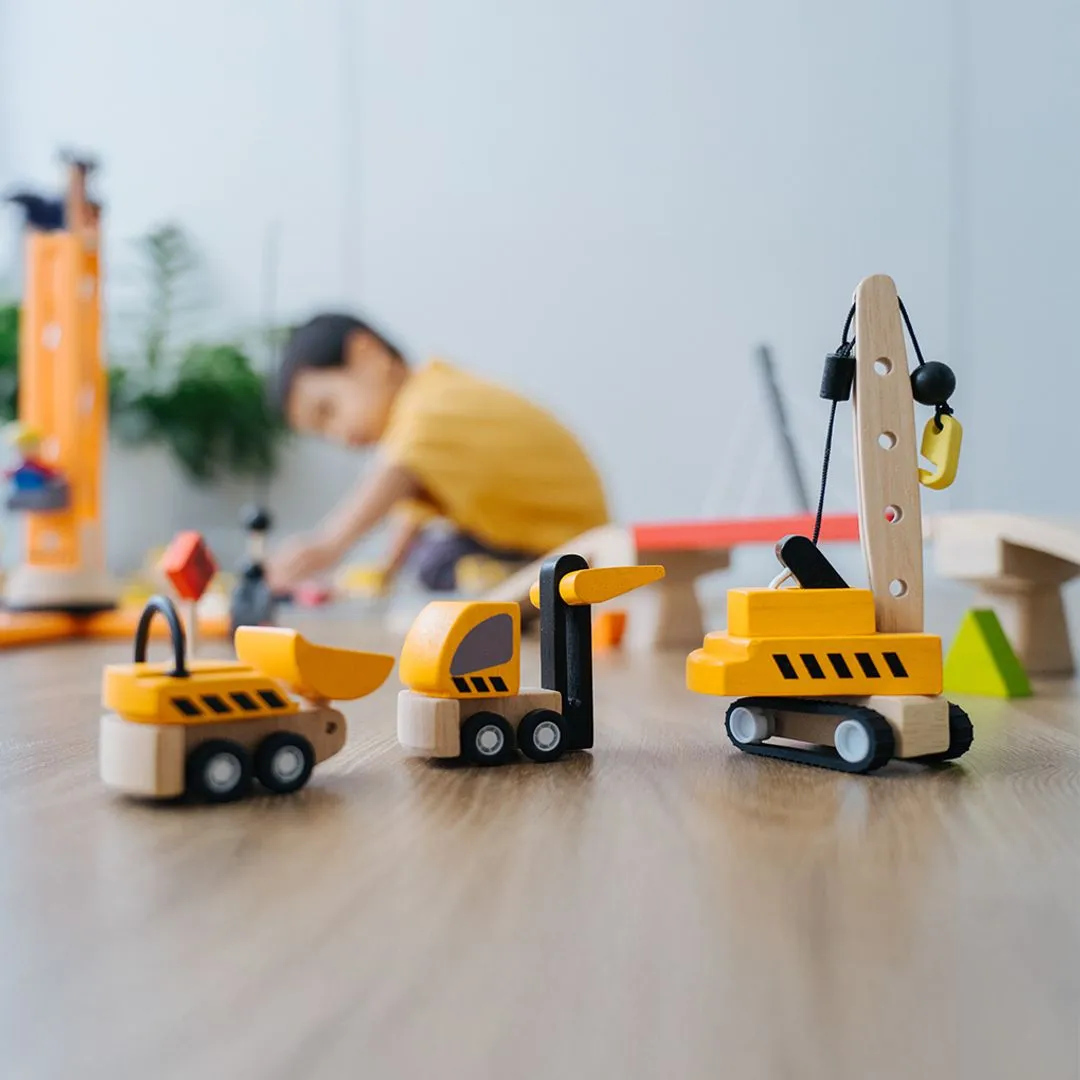 PlanToys Construction Vehicles véhicules chantier bois x3