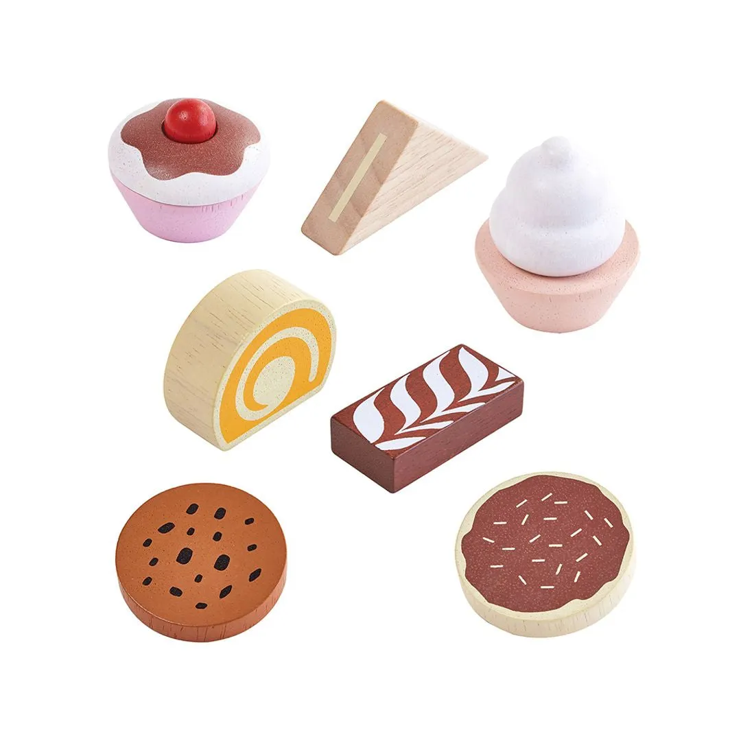 PlanToys Bakery Stand Set dinette pâtisserie bois 9 pièces