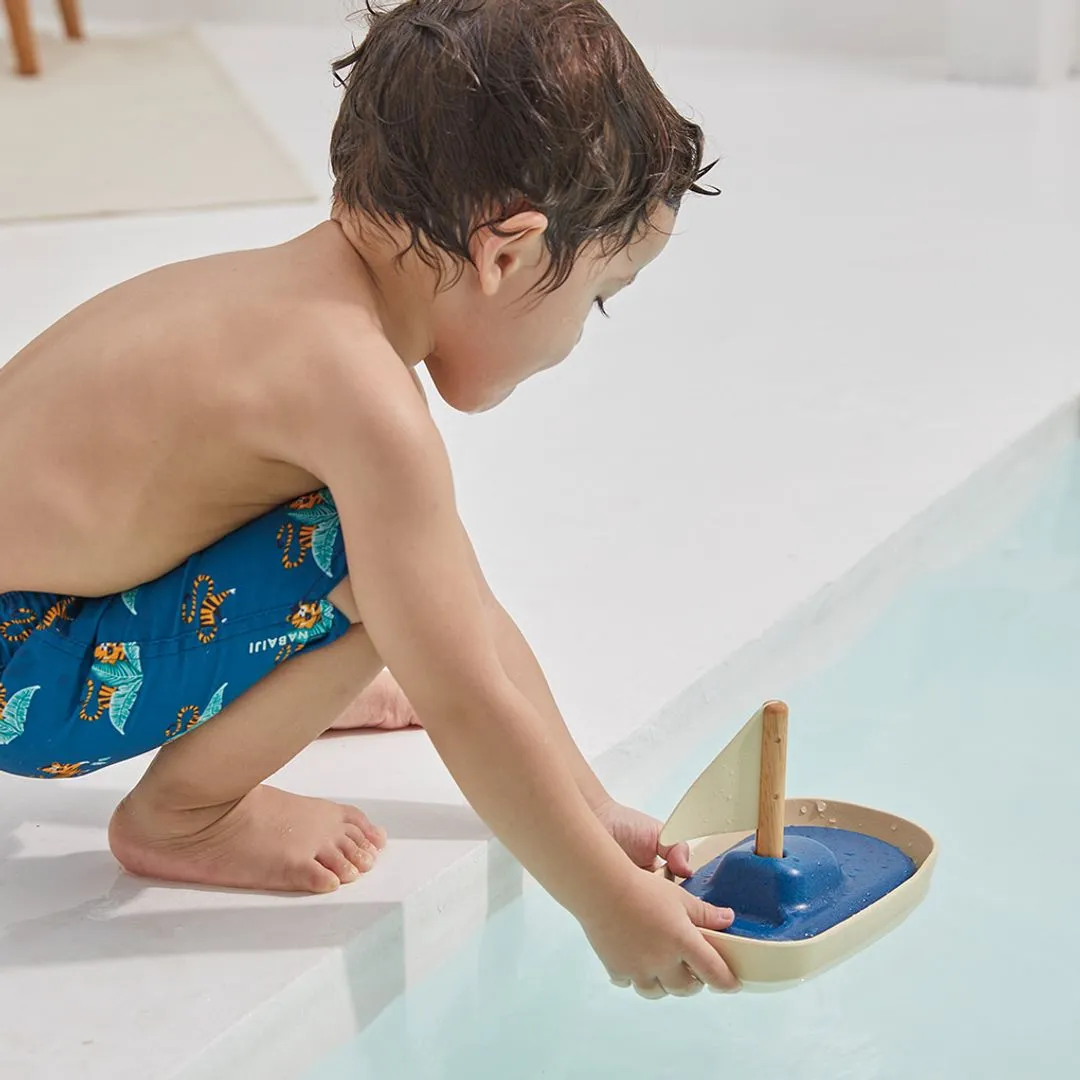 PlanToys Sailboat voilier de bain bois flottant