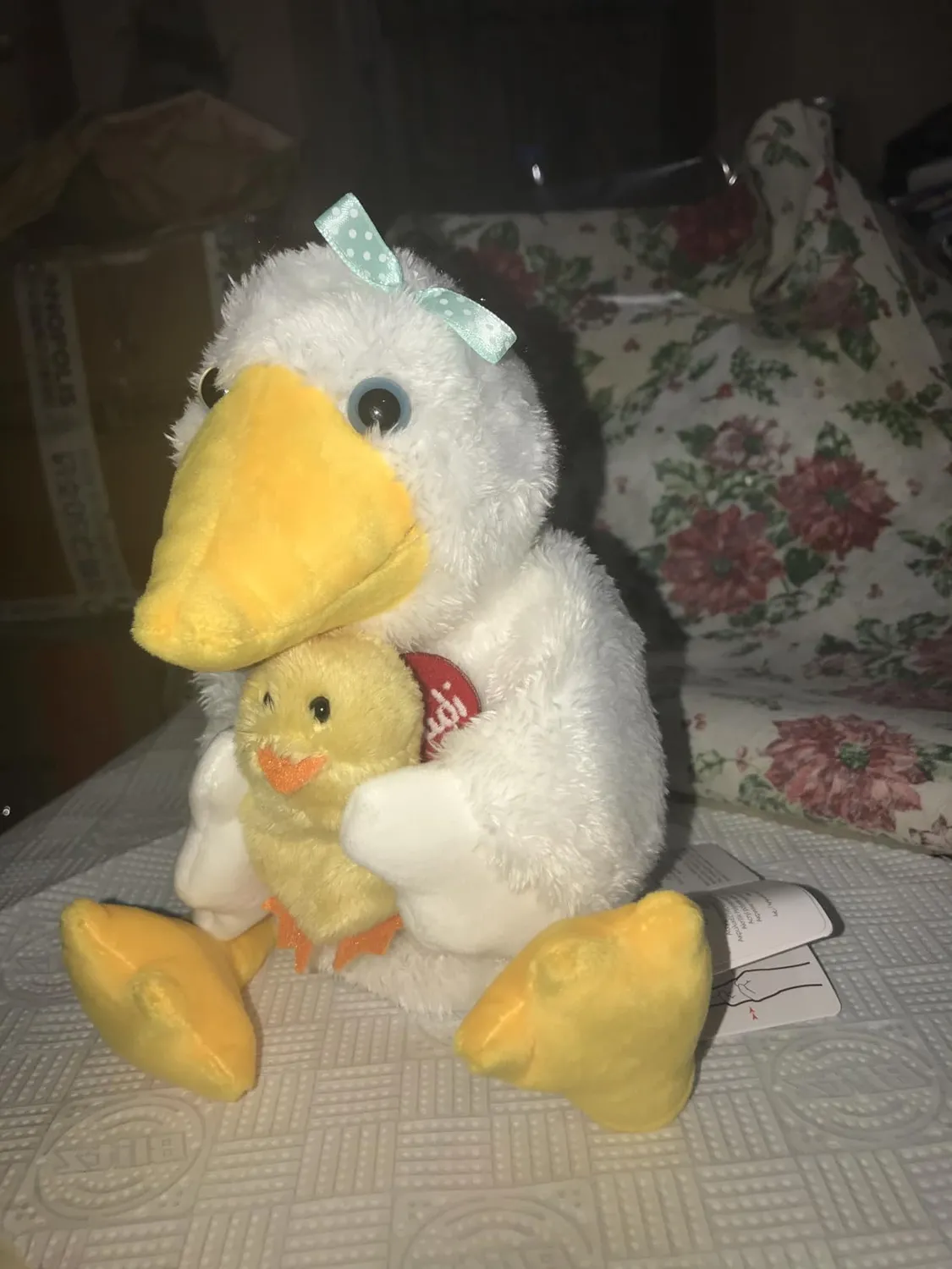Trudi Sevi Mama & Baby marionnette oie peluche lavable
