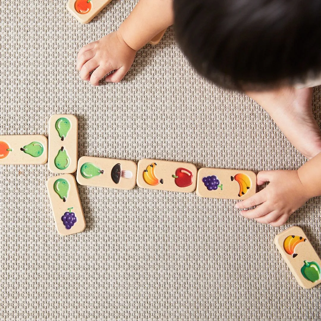 PlanToys Fruit Veggie Domino jeu dominos bois 28 pièces