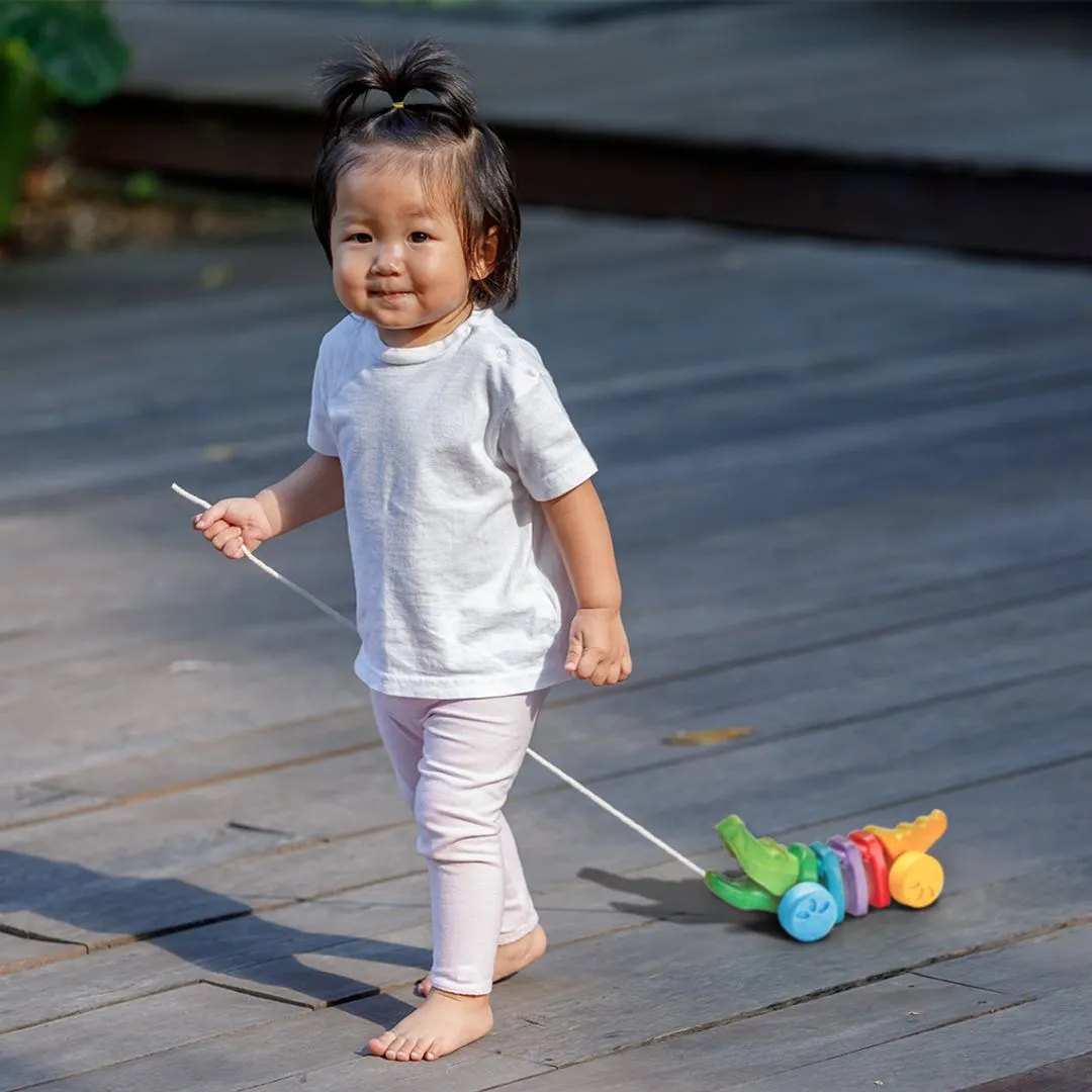 PlanToys Rainbow Alligator Jouet à Tirer Bois Multicolore