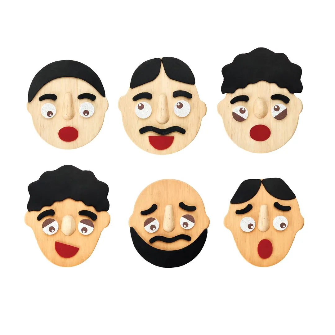 PlanToys Mini Build A Face jeu émotions bois