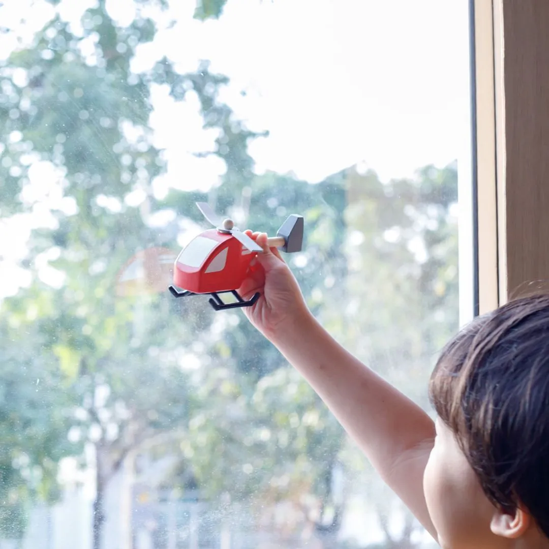 PlanToys Helicopter hélicoptère bois hélices 3 ans