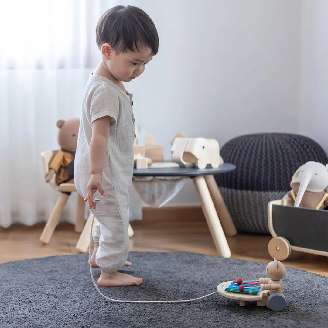 PlanToys Bear jouet à tirer ours musical bois