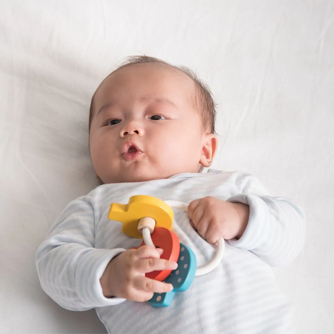 PlanToys Baby Key Rattle hochet clés bébé bois 0-6 mois