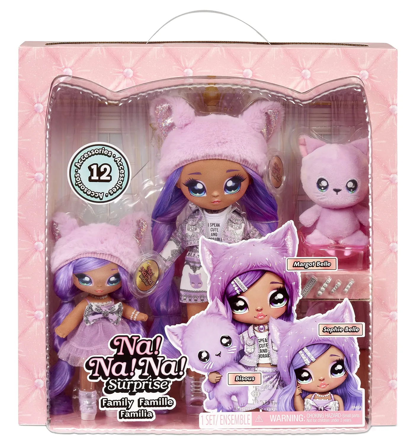 Na Na Na Surprise Family Lavender Kitty poupées 3 pièces chat