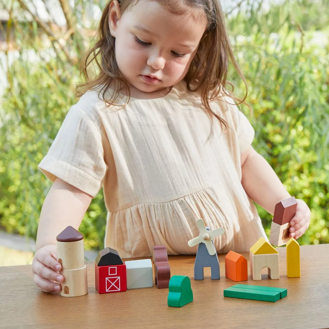 PlanToys Country Blocks blocs ferme bois 27 pièces