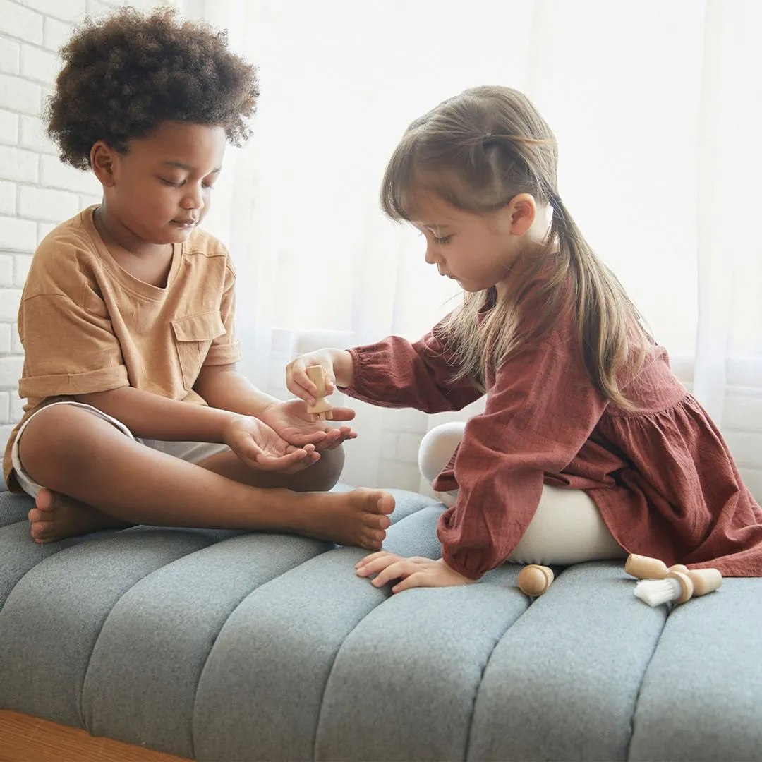 PlanToys Touch & Guess jeu tactile 4 rouleaux bois