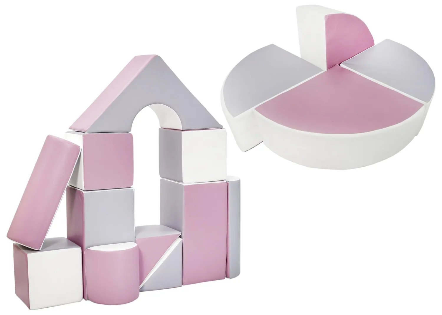 Velinda Blocs Soft Play 15 modules blanc rose pastel