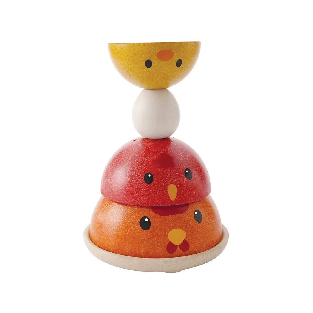 PlanToys Chicken Nesting poule à empiler bois 4 pièces