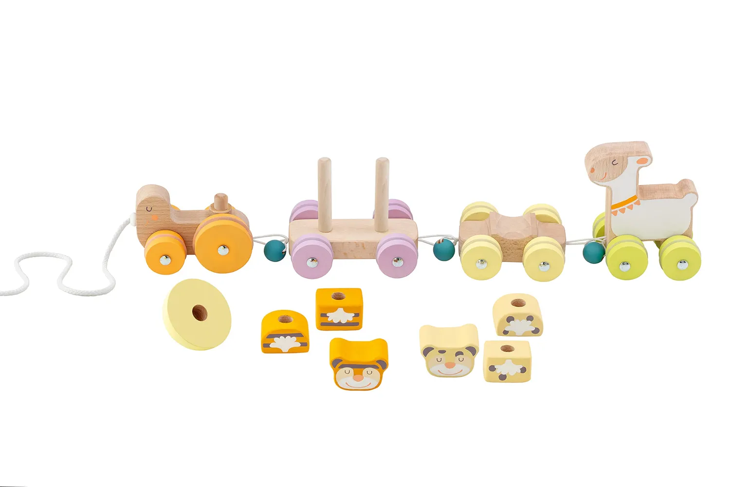 Trudi Sevi TUE45000 train animaux jouet bois pastel