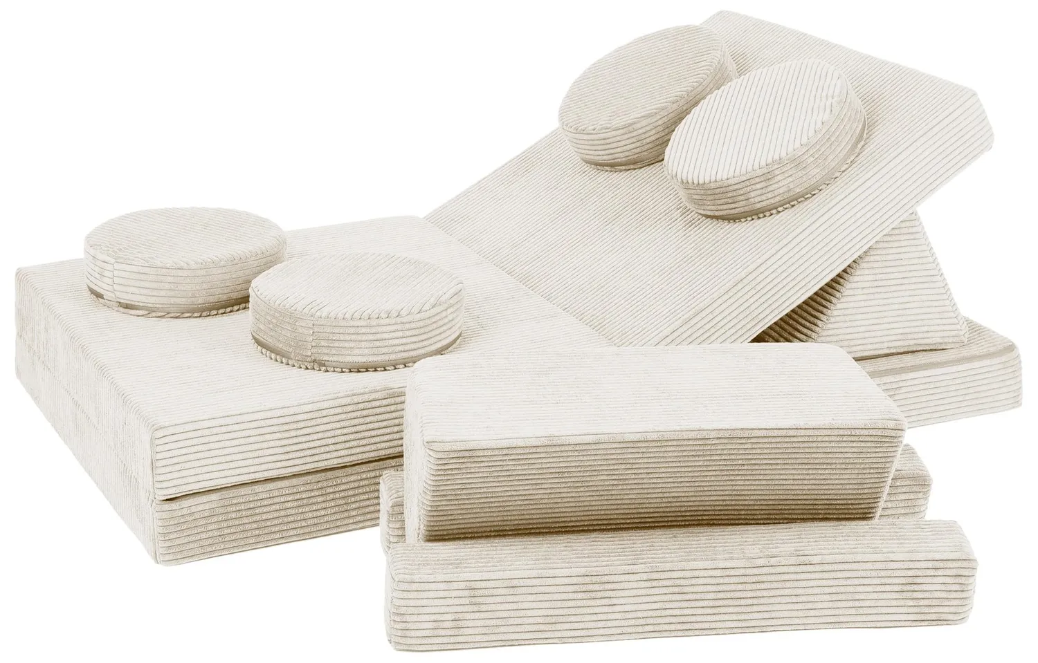 Velinda canapé modulaire enfant 10 modules crème côtelé