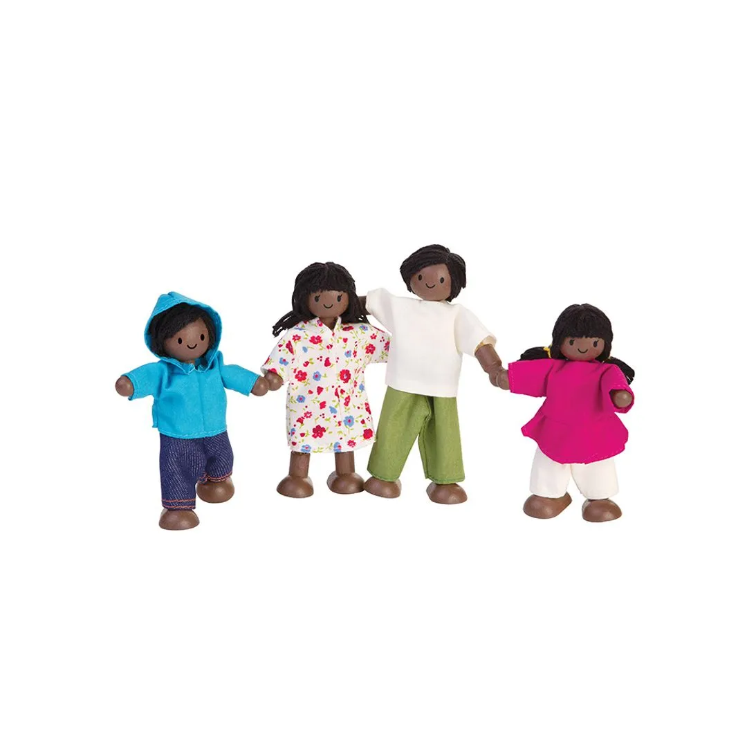 PlanToys Doll Family poupées peau foncée bois
