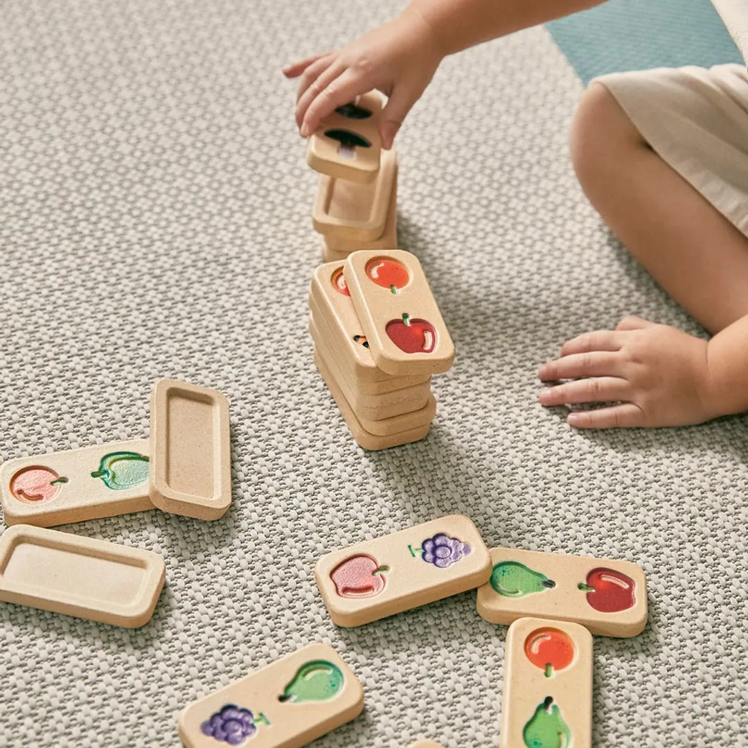 PlanToys Fruit Veggie Domino jeu dominos bois 28 pièces