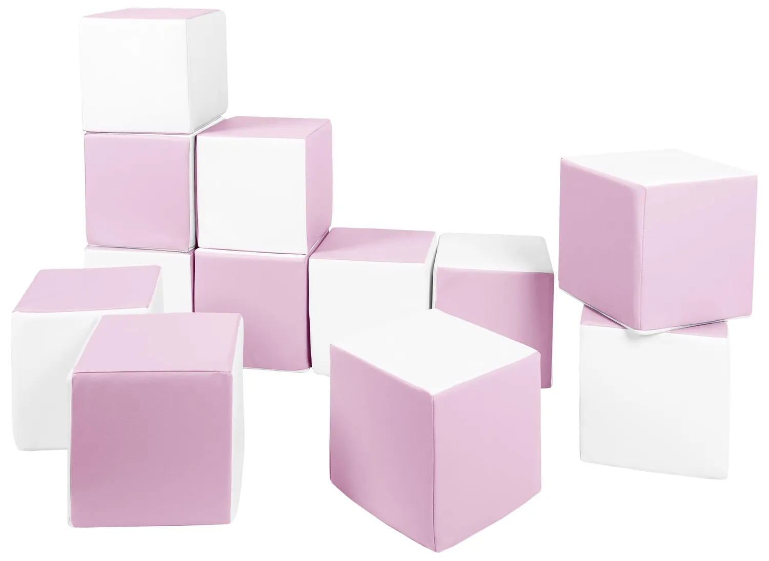 Velinda Cubes Lot de 12 Blocs Mousse Blanc Rose Pastel Crèche