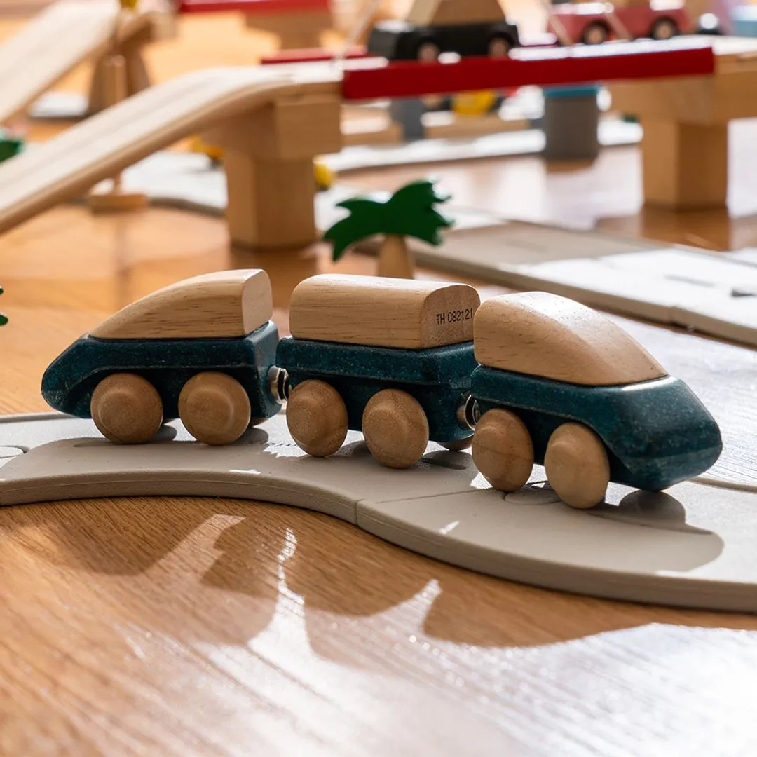 PlanToys Hybrid Train petit train magnétique 3 wagons bois