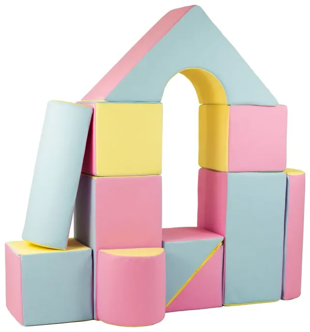 Velinda Blocs mousse 11 pièces pastel rose bleu jaune motricité