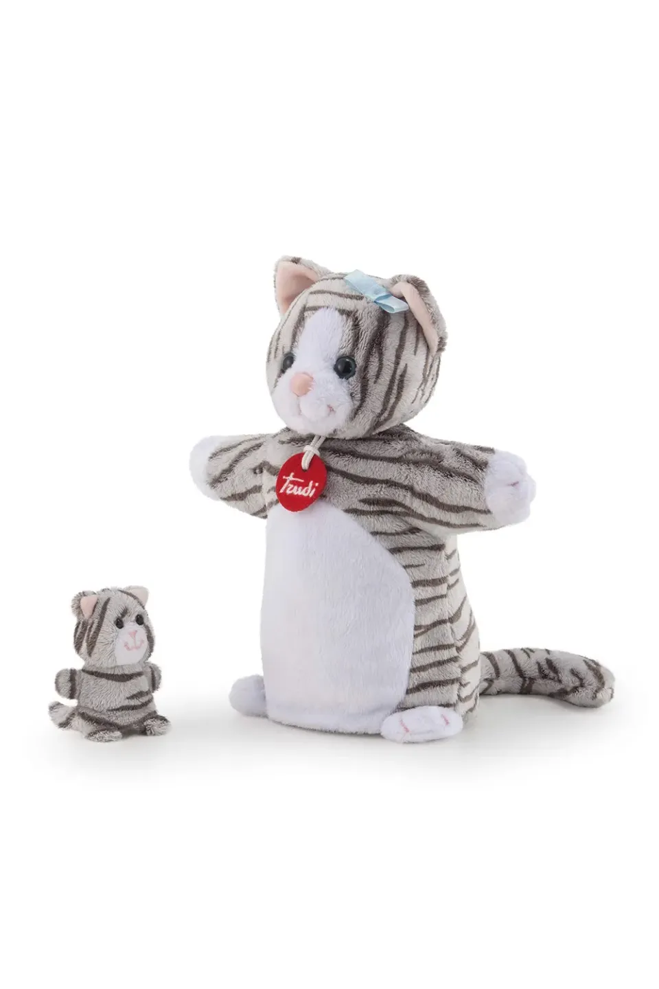 Trudi Puppet Baby 29865 marionnette chat blanc gris 23 cm