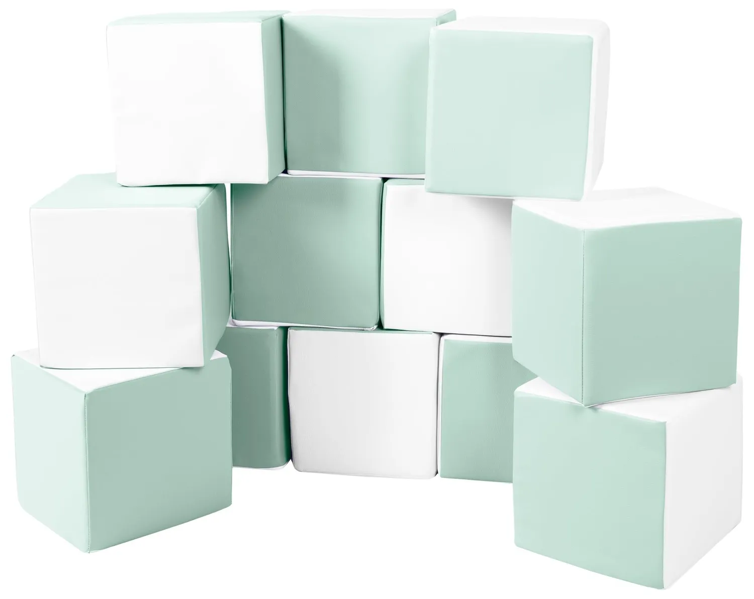 Velinda Cubes Lot de 12 Blocs Mousse Blanc Rose Pastel Crèche