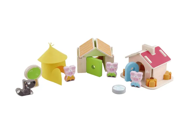 Trudi Sevi 83062 jeu construction bois 36 pièces cochons