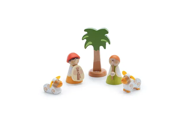 Trudi Sevi Classique crèche bergers musiciens bois 5 pièces