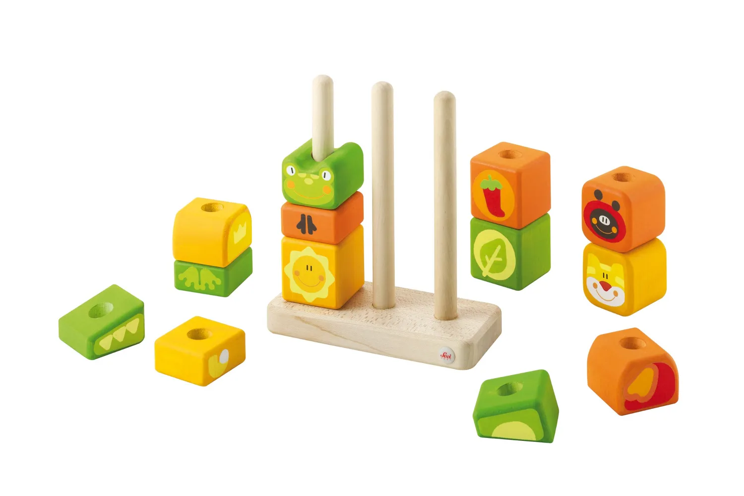 Sevi 82667 jeu à empiler animaux couleurs bois
