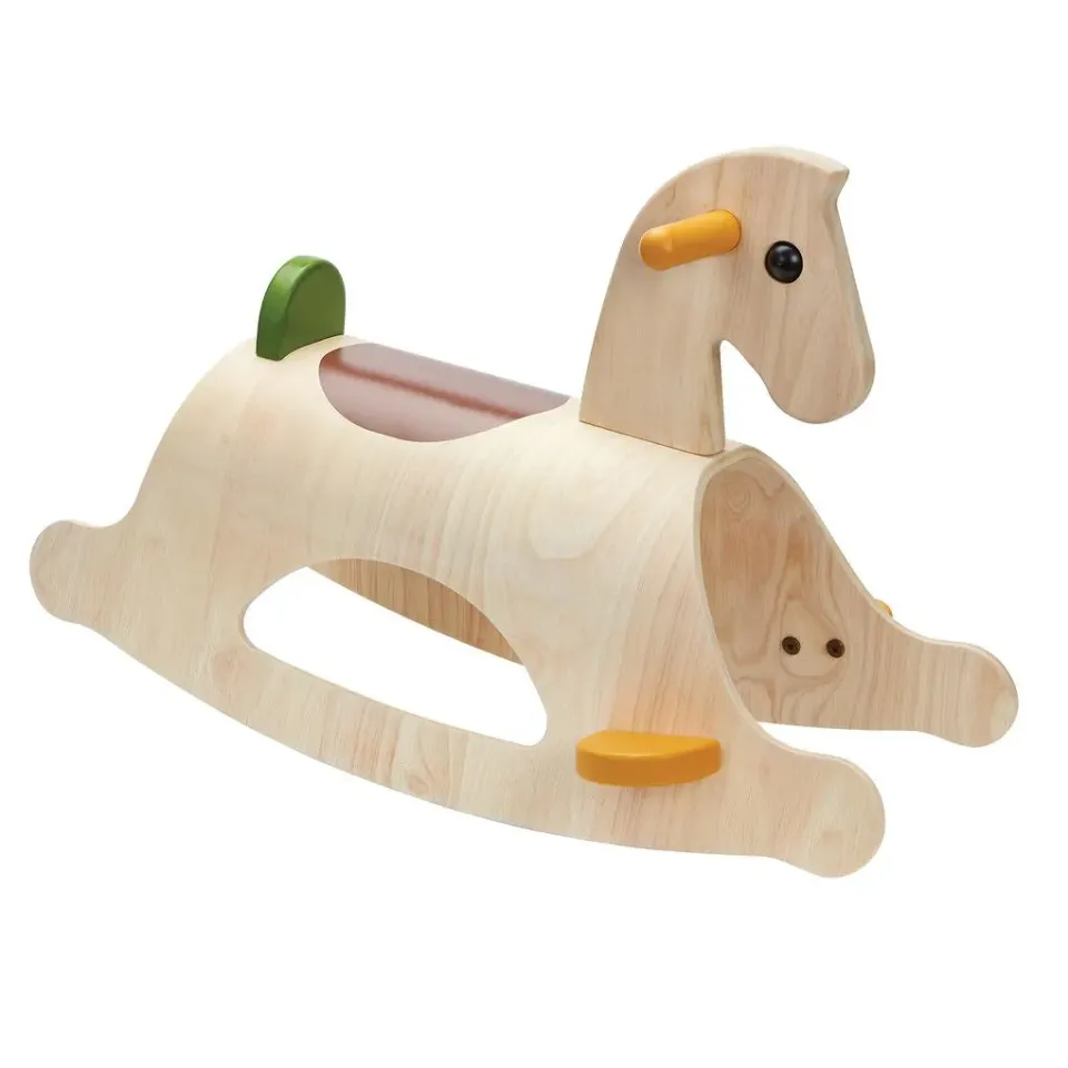 PlanToys Palomino cheval à bascule rouille bois