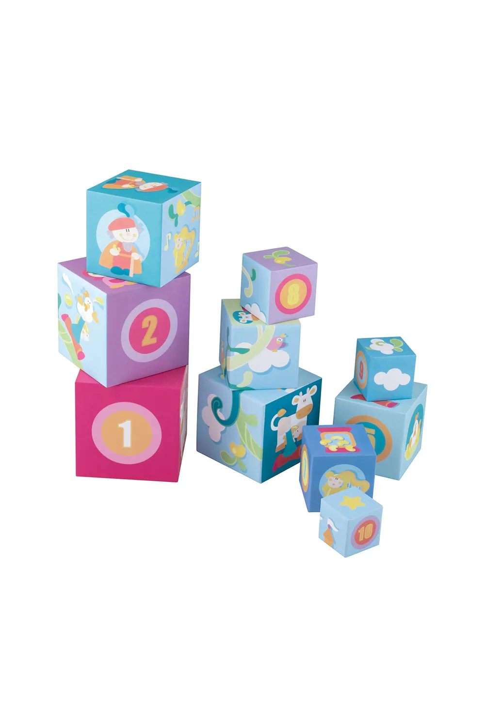 Sevi Cubes Conte de Fées tour empilable 10 cubes bois