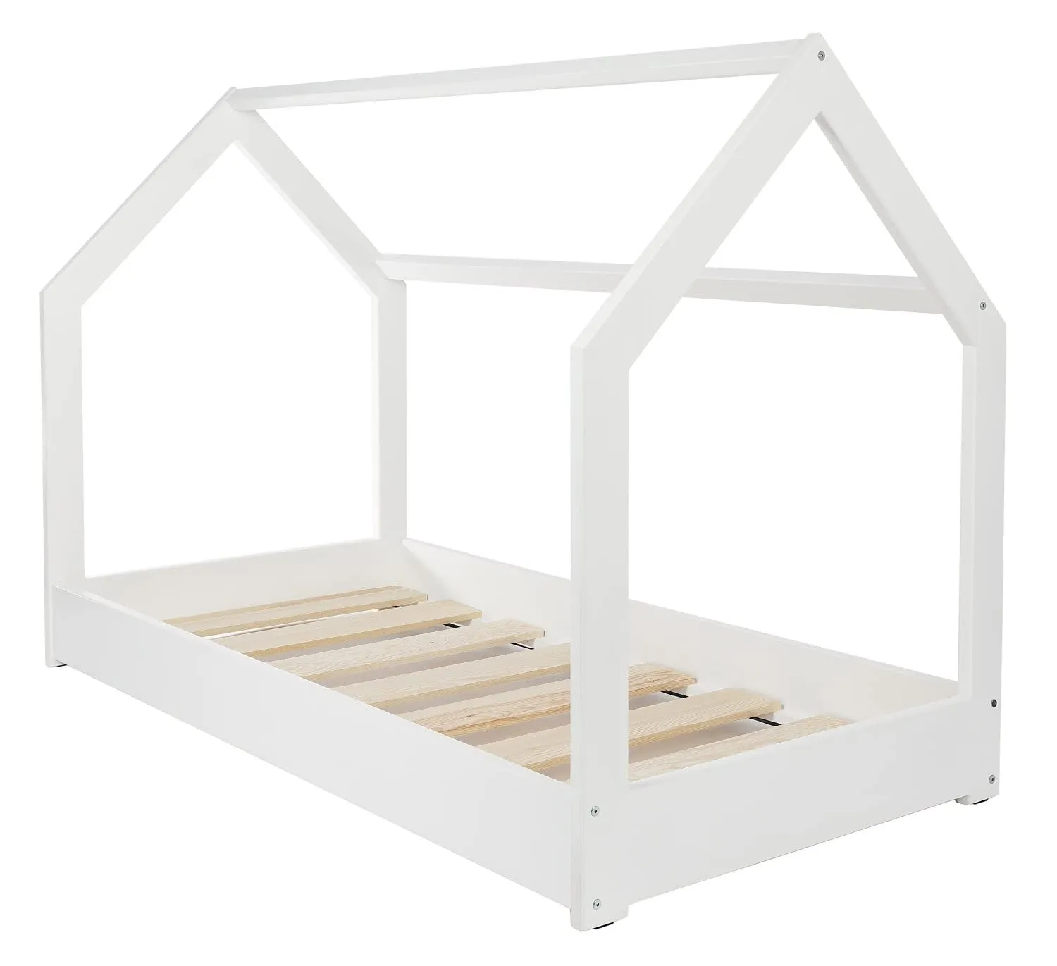 Velinda Cabane lit enfant bois 160x80cm blanc + matelas