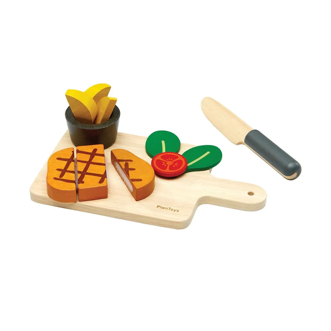 PlanToys Steak Set dinette steak 9 pièces