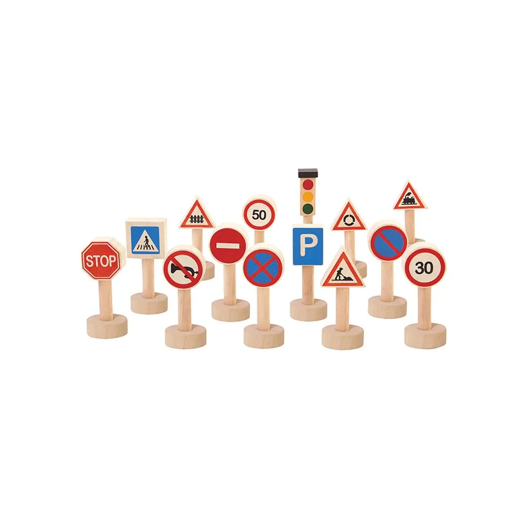 PlanToys Traffic Signs & Lights panneaux bois 14 pièces
