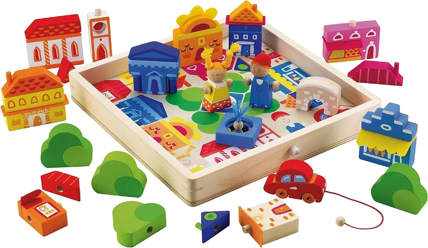 Trudi Sevi 81662 Play Puzzle Ville bois 18 pièces 3D