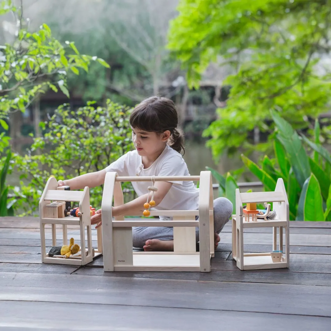 PlanToys Slide N Go Dollhouse maison poupée 20 pièces bois