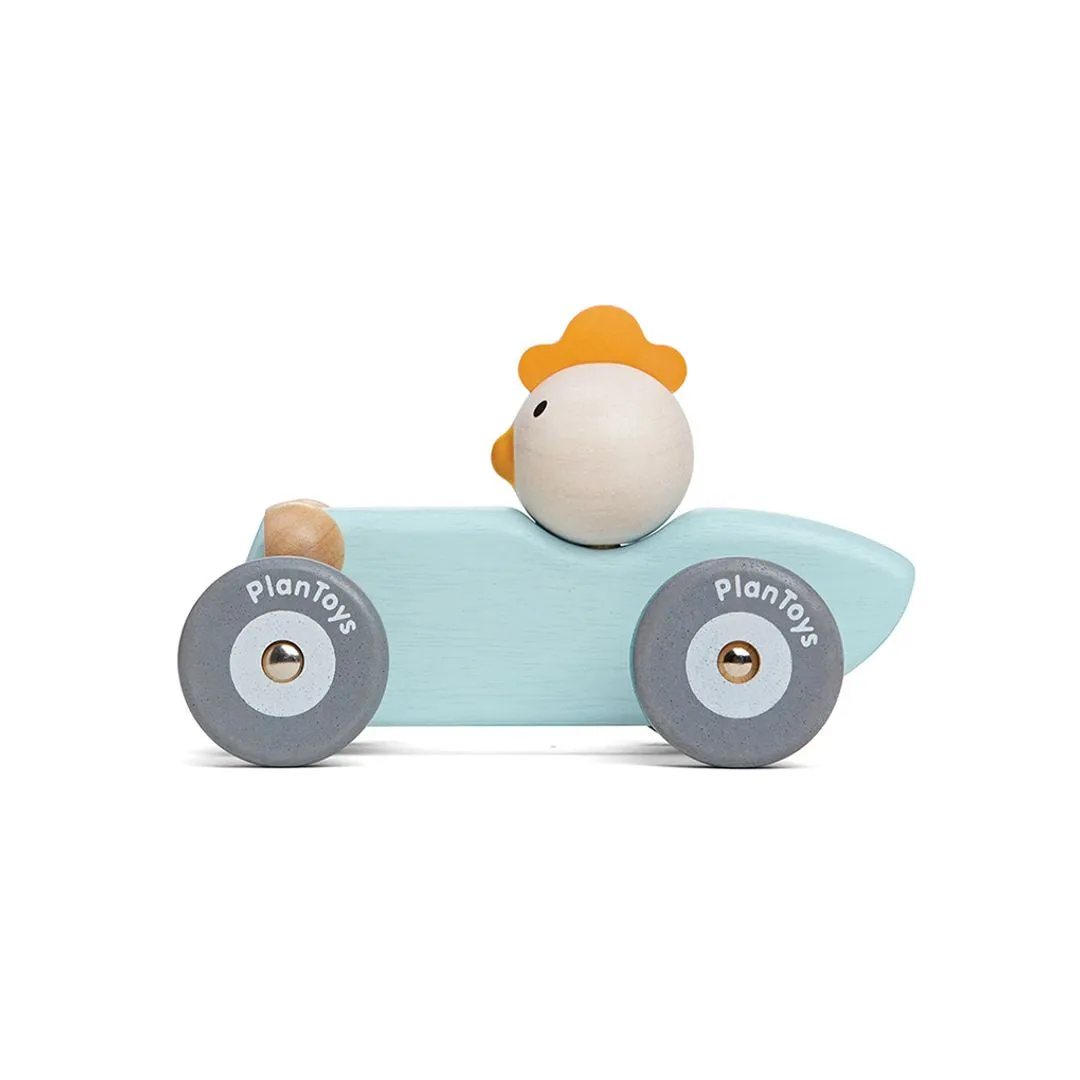 PlanToys Chicken Racing Car voiture course poulet bois