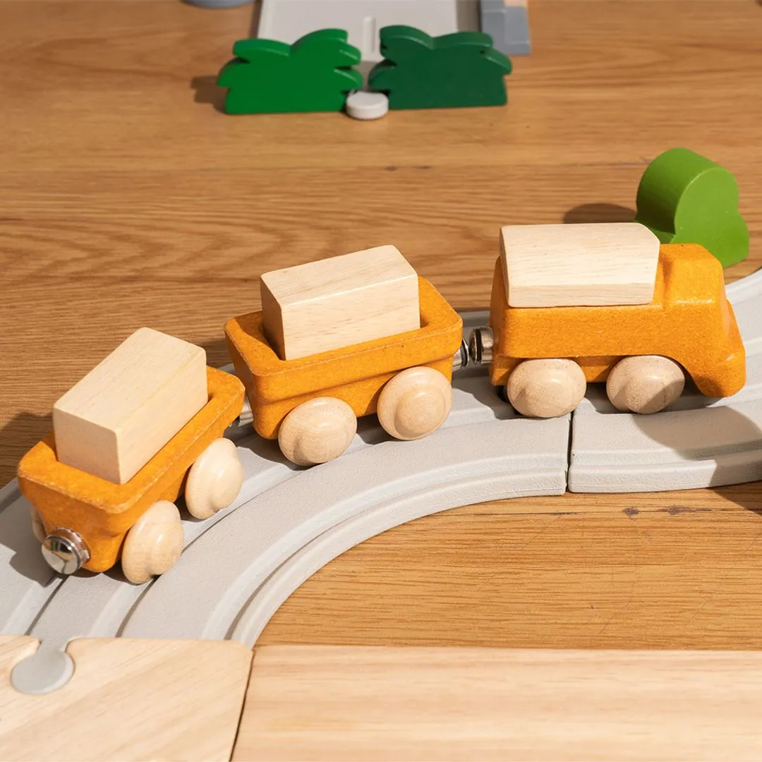 PlanToys Cargo Train en bois aimanté 3 wagons tactiles