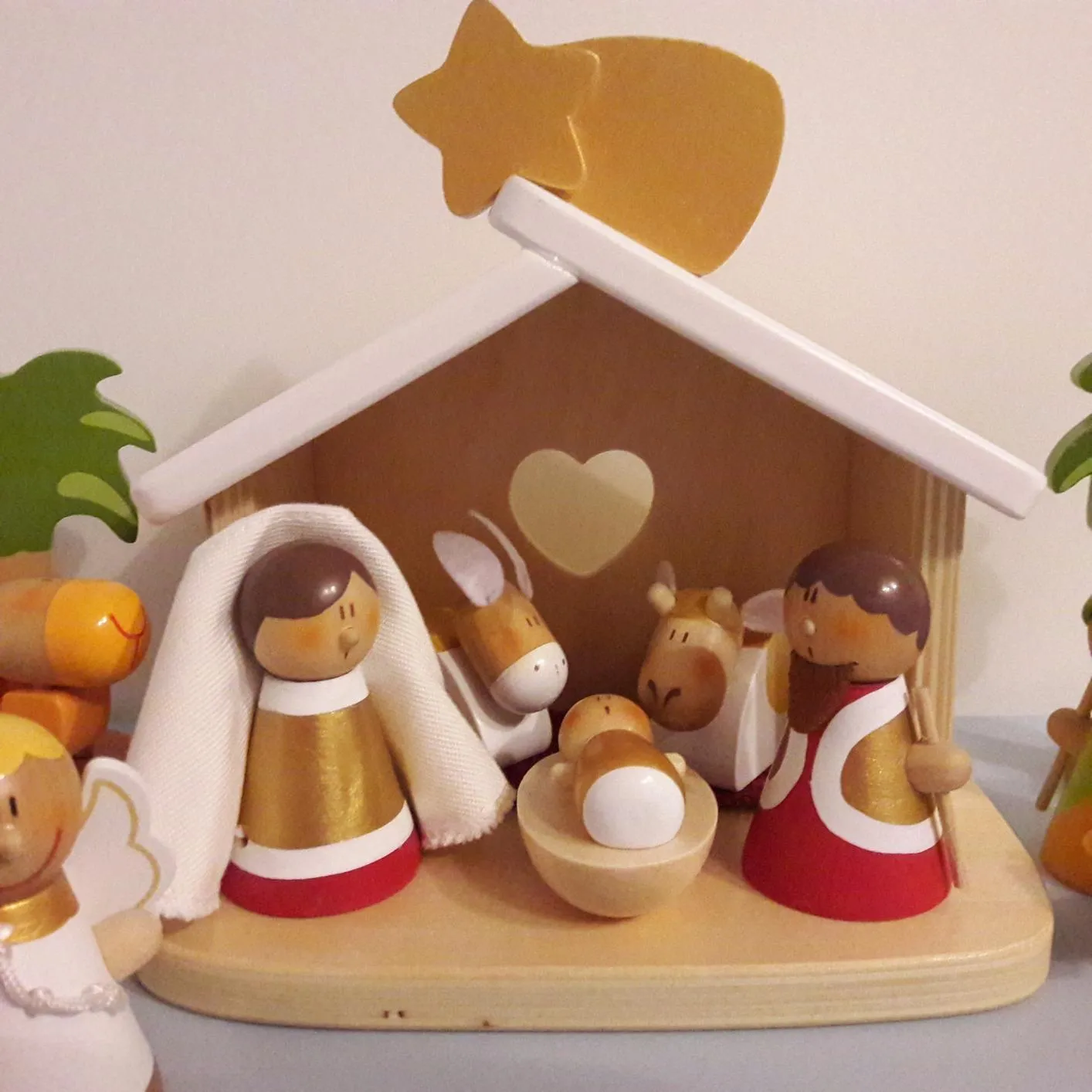 Trudi Sevi Classique crèche bergers musiciens bois 5 pièces