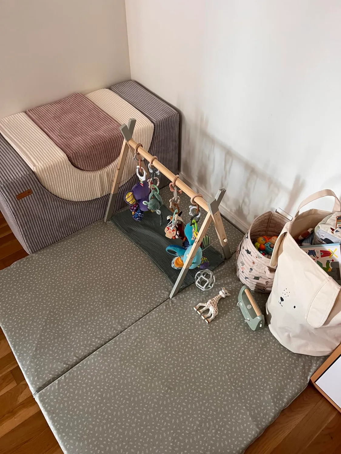 Velinda Arc en Ciel blocs mousse enfant lot 3 gris crème rose