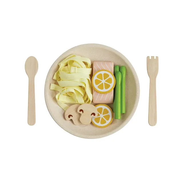 PlanToys Pasta dinette pâtes bois saumon dès 2 ans