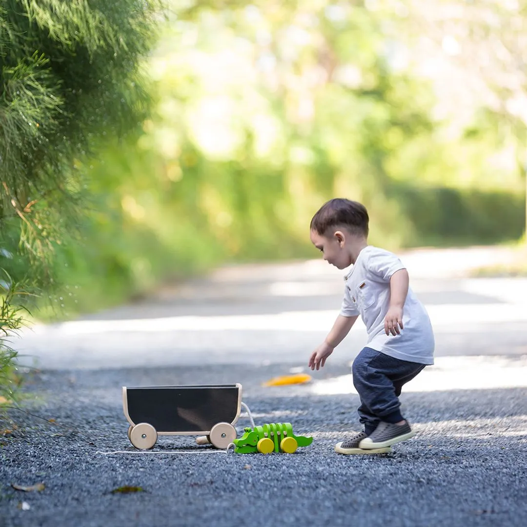 PlanToys Wagon chariot à tirer noir ardoise