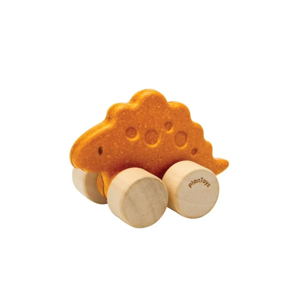 PlanToys Dino Stego Car petite voiture dino jaune à pousser