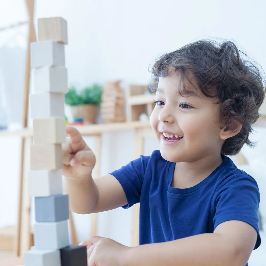 PlanToys Cubes jeu maths bois empilable