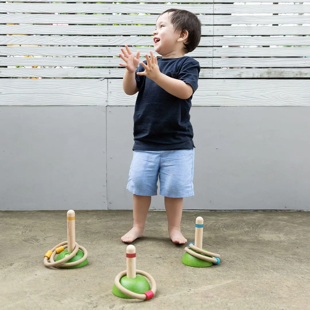 PlanToys Prairie jeu de lancer anneaux bois 6 anneaux