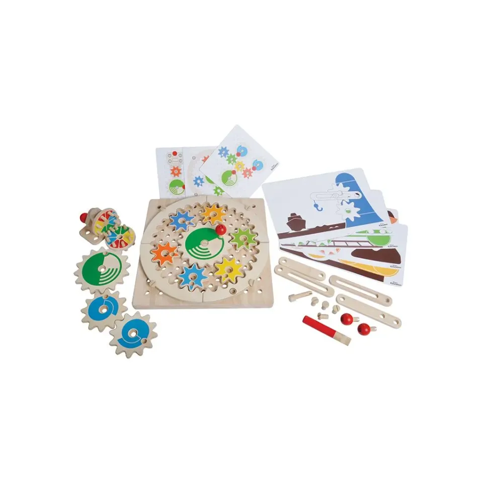 PlanToys Mechanical Gear Set jeu d'engrenages bois dès 3 ans