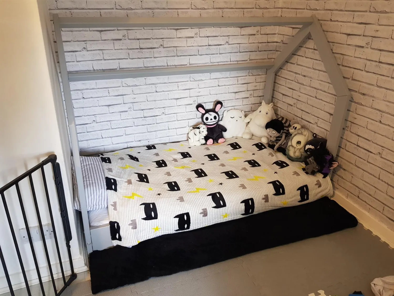Velinda Lit Maison Cabane 2 en 1 Bois Gris 160x80 cm