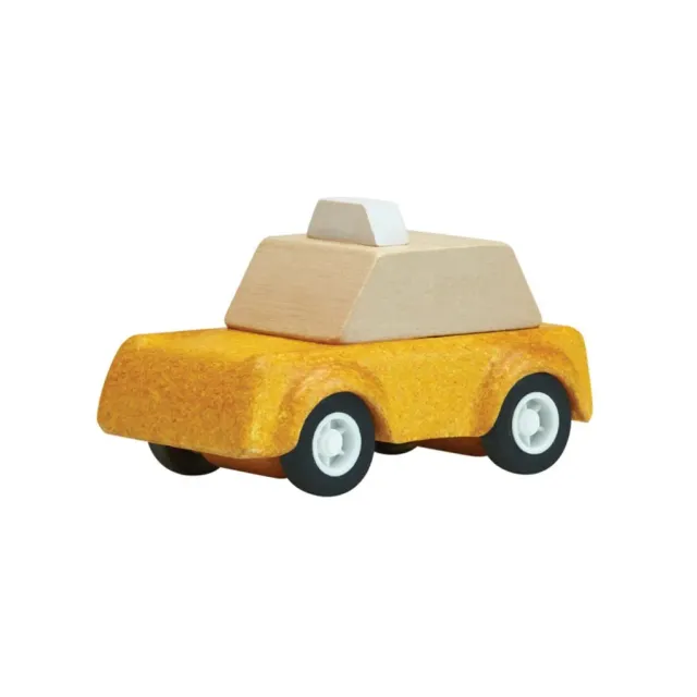 PlanToys Yellow Taxicab voiture bois taxi jaune