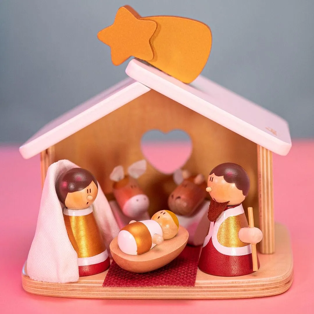 Sevi crèche Noël bois 5 figurines 7,5 cm