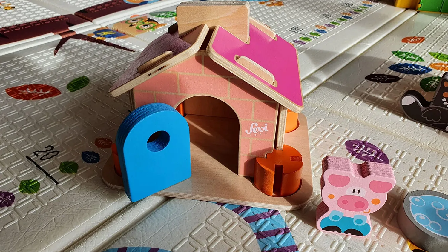 Trudi Sevi 83062 jeu construction bois 36 pièces cochons